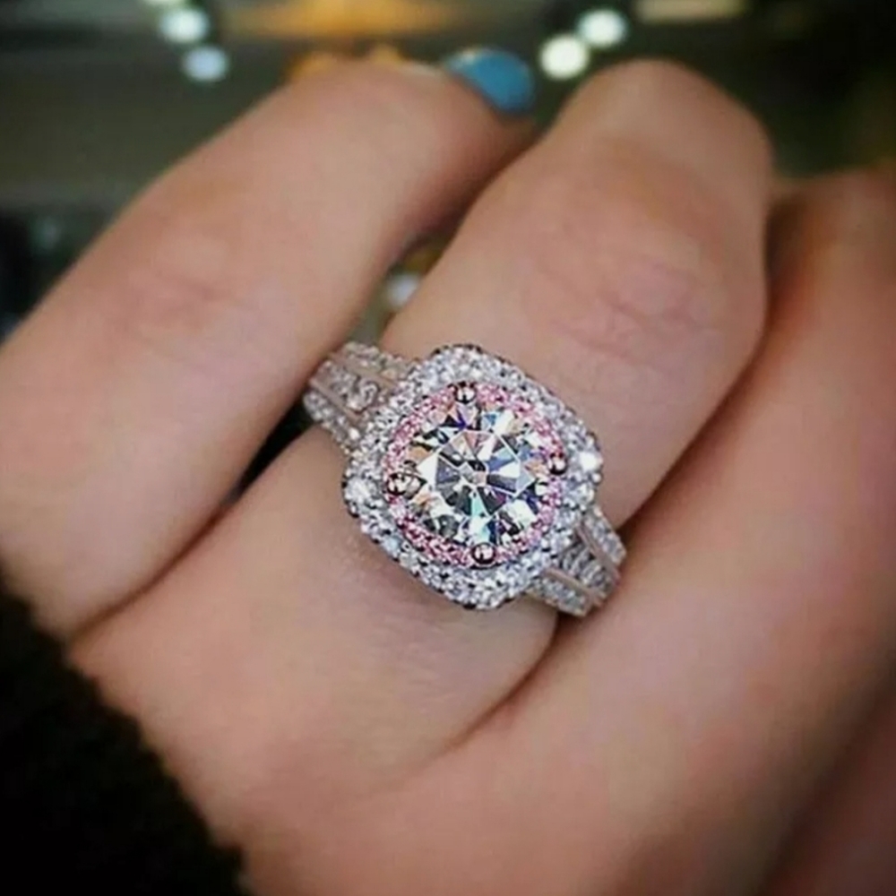 Pretty Simulated Pink & White Sapphire Ring